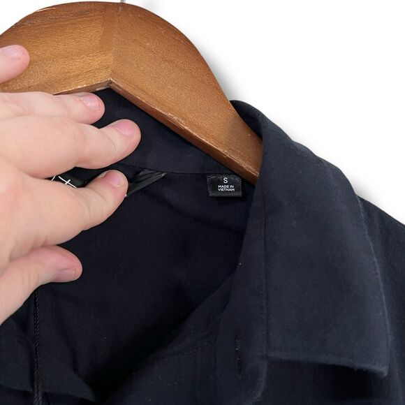 NWT Travis Mathew Mens Sz S Cloud Flannel Button Up Long Sleeve Shirt Black $140 - Picture 5 of 11